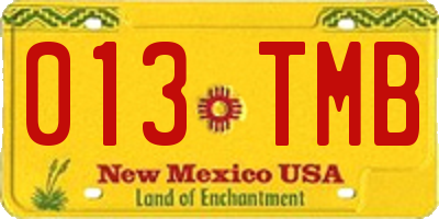 NM license plate 013TMB