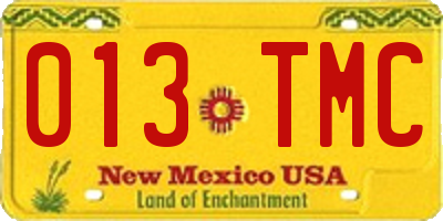 NM license plate 013TMC