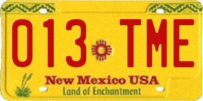 NM license plate 013TME