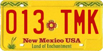 NM license plate 013TMK