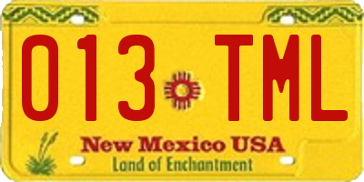 NM license plate 013TML
