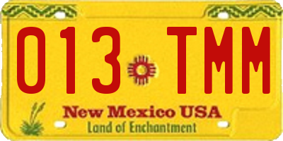 NM license plate 013TMM
