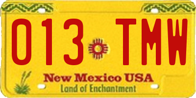 NM license plate 013TMW