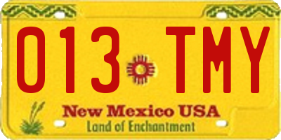 NM license plate 013TMY