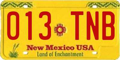 NM license plate 013TNB