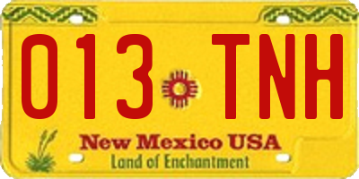 NM license plate 013TNH