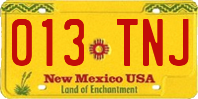 NM license plate 013TNJ