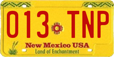 NM license plate 013TNP