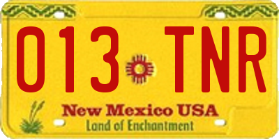 NM license plate 013TNR