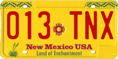 NM license plate 013TNX