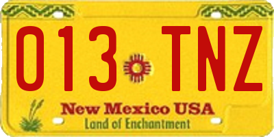 NM license plate 013TNZ