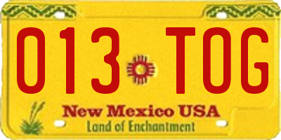 NM license plate 013TOG