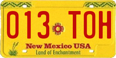 NM license plate 013TOH