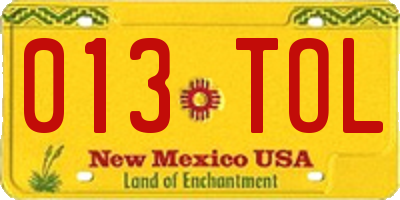 NM license plate 013TOL