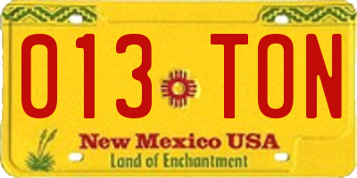 NM license plate 013TON