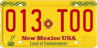 NM license plate 013TOO