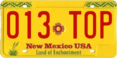 NM license plate 013TOP