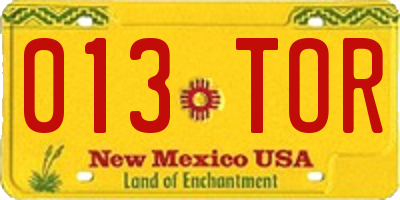 NM license plate 013TOR