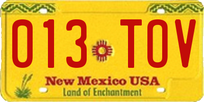 NM license plate 013TOV