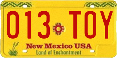 NM license plate 013TOY
