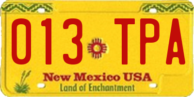 NM license plate 013TPA