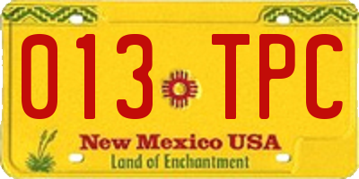 NM license plate 013TPC