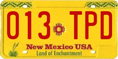 NM license plate 013TPD