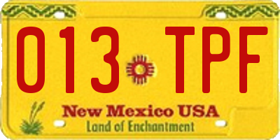 NM license plate 013TPF