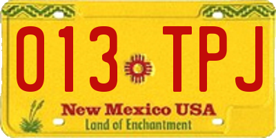 NM license plate 013TPJ