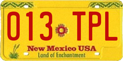 NM license plate 013TPL