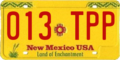 NM license plate 013TPP