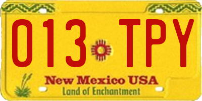 NM license plate 013TPY