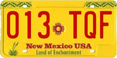 NM license plate 013TQF