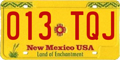 NM license plate 013TQJ