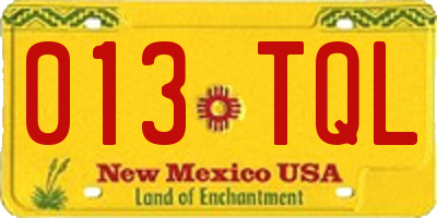 NM license plate 013TQL