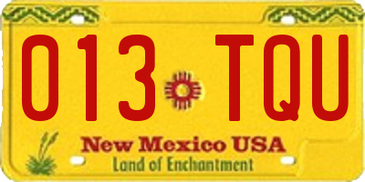 NM license plate 013TQU