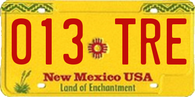 NM license plate 013TRE