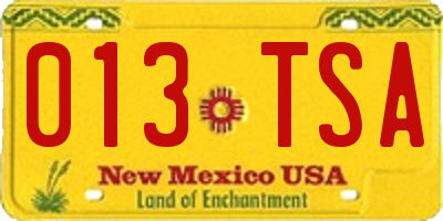 NM license plate 013TSA