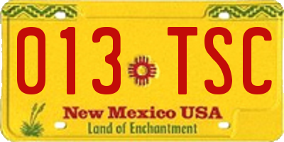 NM license plate 013TSC