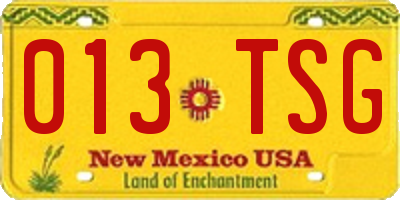 NM license plate 013TSG