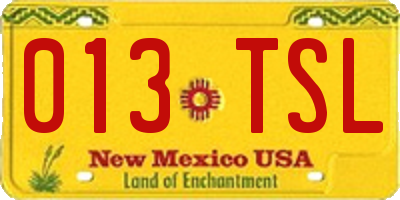 NM license plate 013TSL