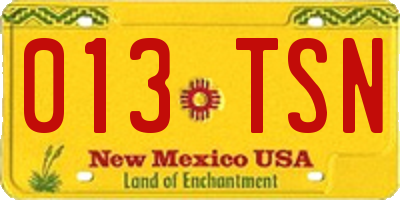 NM license plate 013TSN