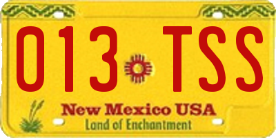NM license plate 013TSS
