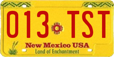 NM license plate 013TST