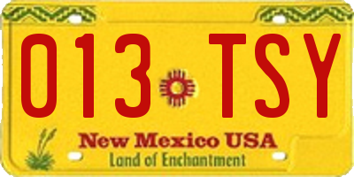 NM license plate 013TSY