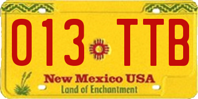 NM license plate 013TTB