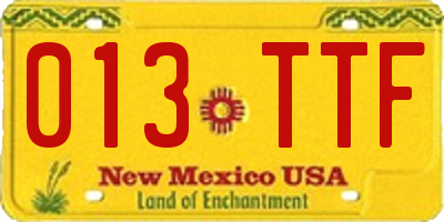 NM license plate 013TTF