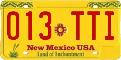 NM license plate 013TTI