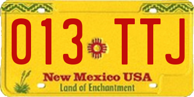 NM license plate 013TTJ