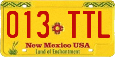 NM license plate 013TTL